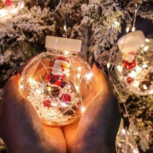 LED Curtain String Light Ball with Santa Claus and Snow in Xmas Tree Christmas D